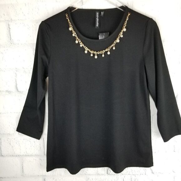 NWT. ZOE and PHOEBE Necklace Knit Top. Size S. - Picture 1 of 8